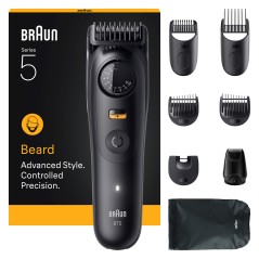 "Braun BeardTrimmer 5 BT5560 - Premium Battery-Powered Beard Trimmer for Precision Grooming - 40mm Cutting Width - Sleek Black D